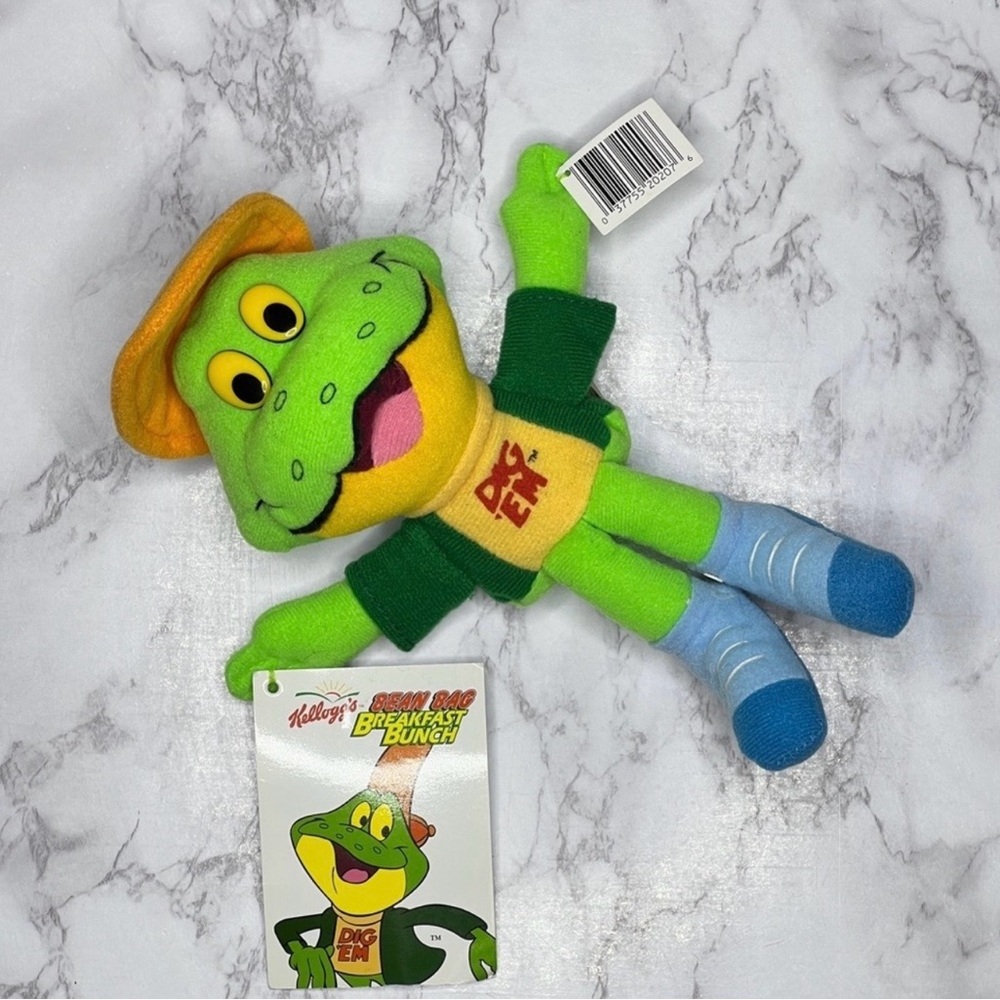 Vintage Dig’Em Frog Smacks 1997 Kellogg’s Cereal Bean Bag Breakfast Bunch Plush